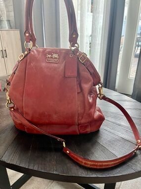 Coach Rust Leather Shoulder Satchel with Gold Hardware